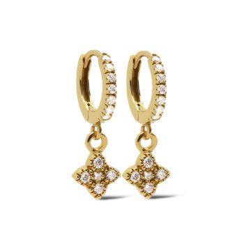 Karma Hinged Hoops Symbols Zirconia Quatrefoil A120GP oorbellen