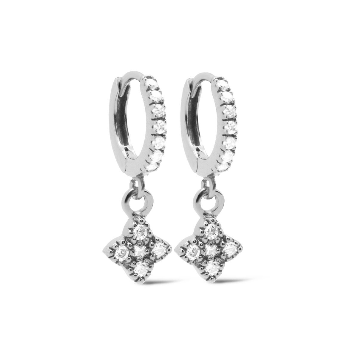 Karma Hinged Hoops Symbols Zirconia Quatrefoil A120S oorbellen