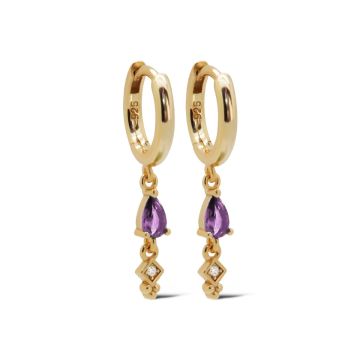 Karma Hinged Hoops MINA Drop Lavender Goldplated oorbellen