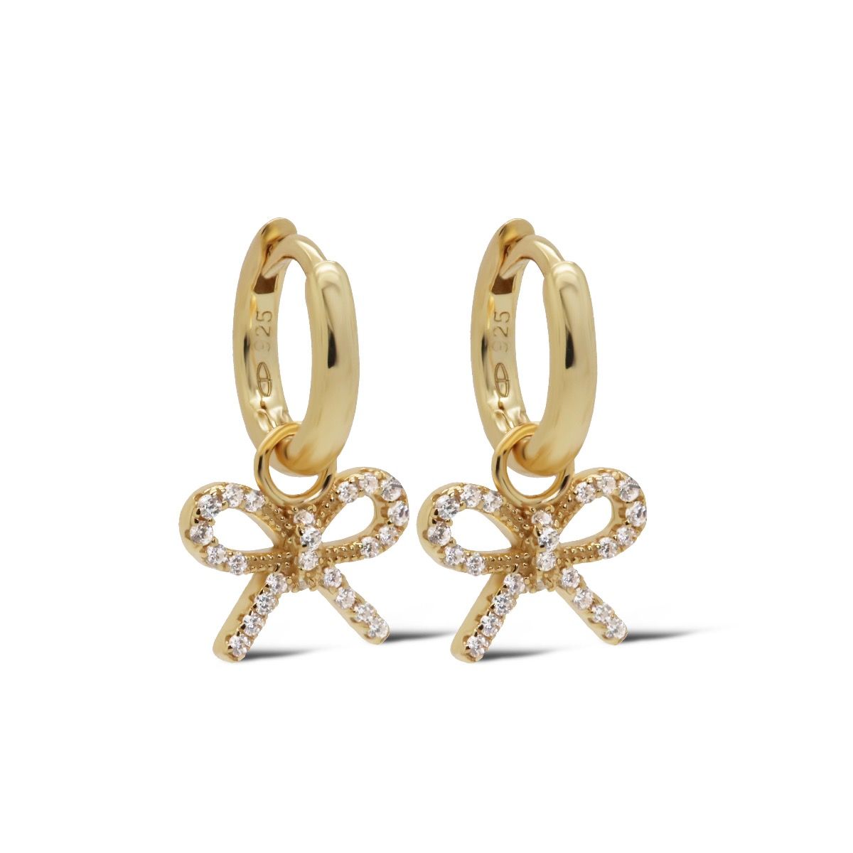Karma Hinged Hoops Zirconia BELLE Bow Goldplated A155GP oorbellen