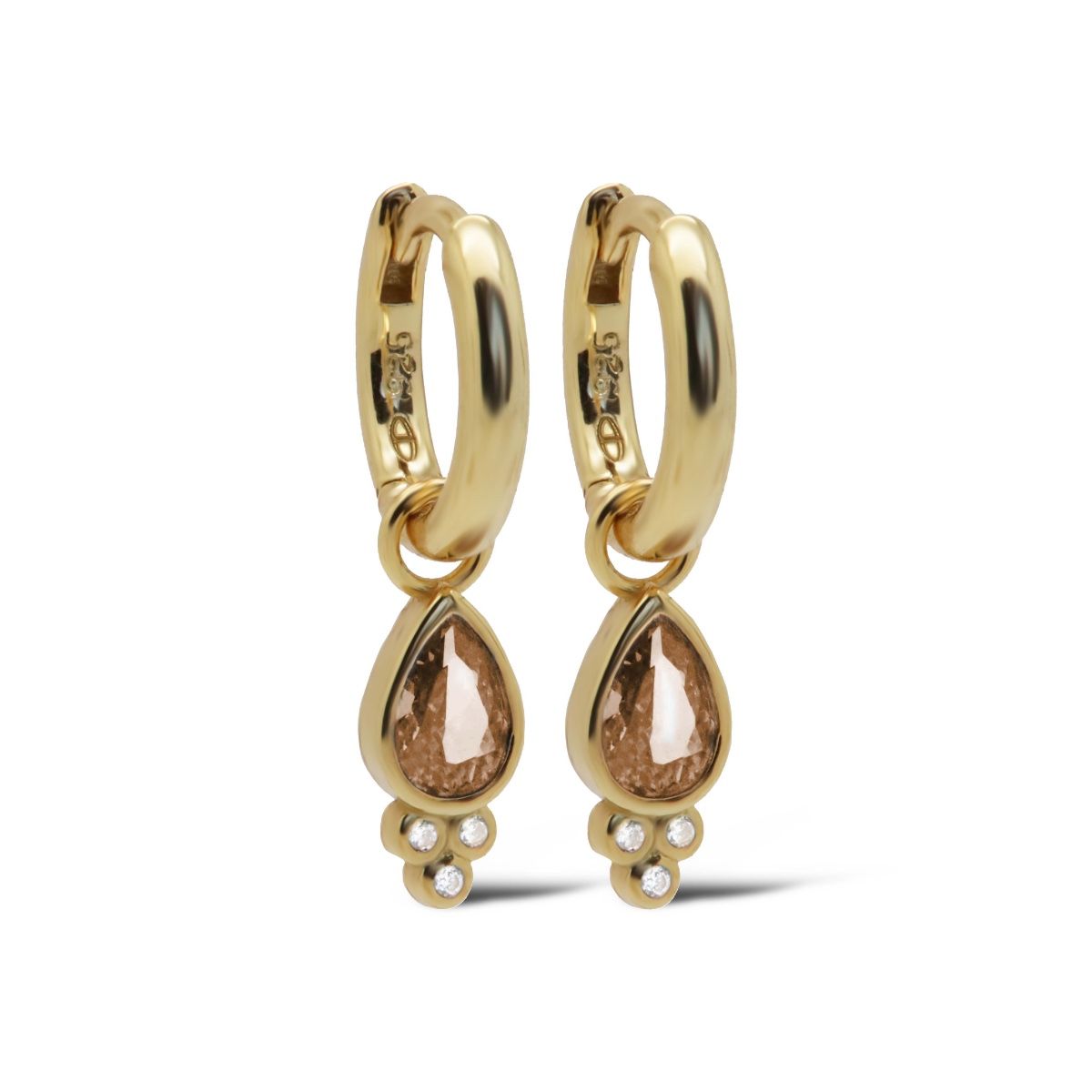 Karma Hinged Hoops HERA Drop CARAMEL Goldplated oorbellen