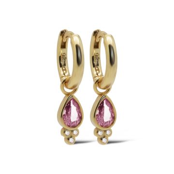 Karma Hinged Hoops HERA Drop RUBY RED Goldplated oorbellen
