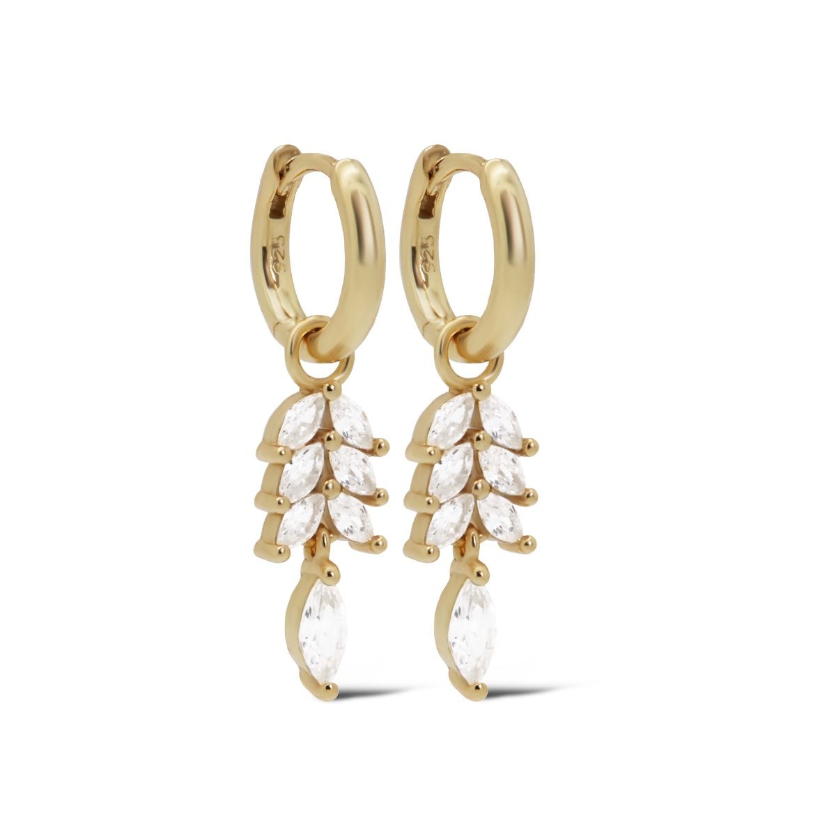 Karma Hinged Hoops Feather Sieraad Goud oorbellen