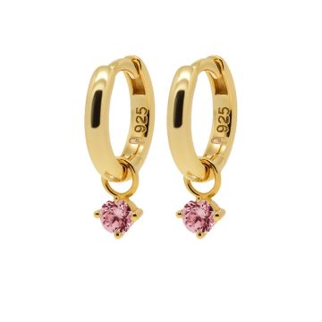 Karma Hinged Hoops Zirconia ELISE Wine Red Goldplated oorbellen