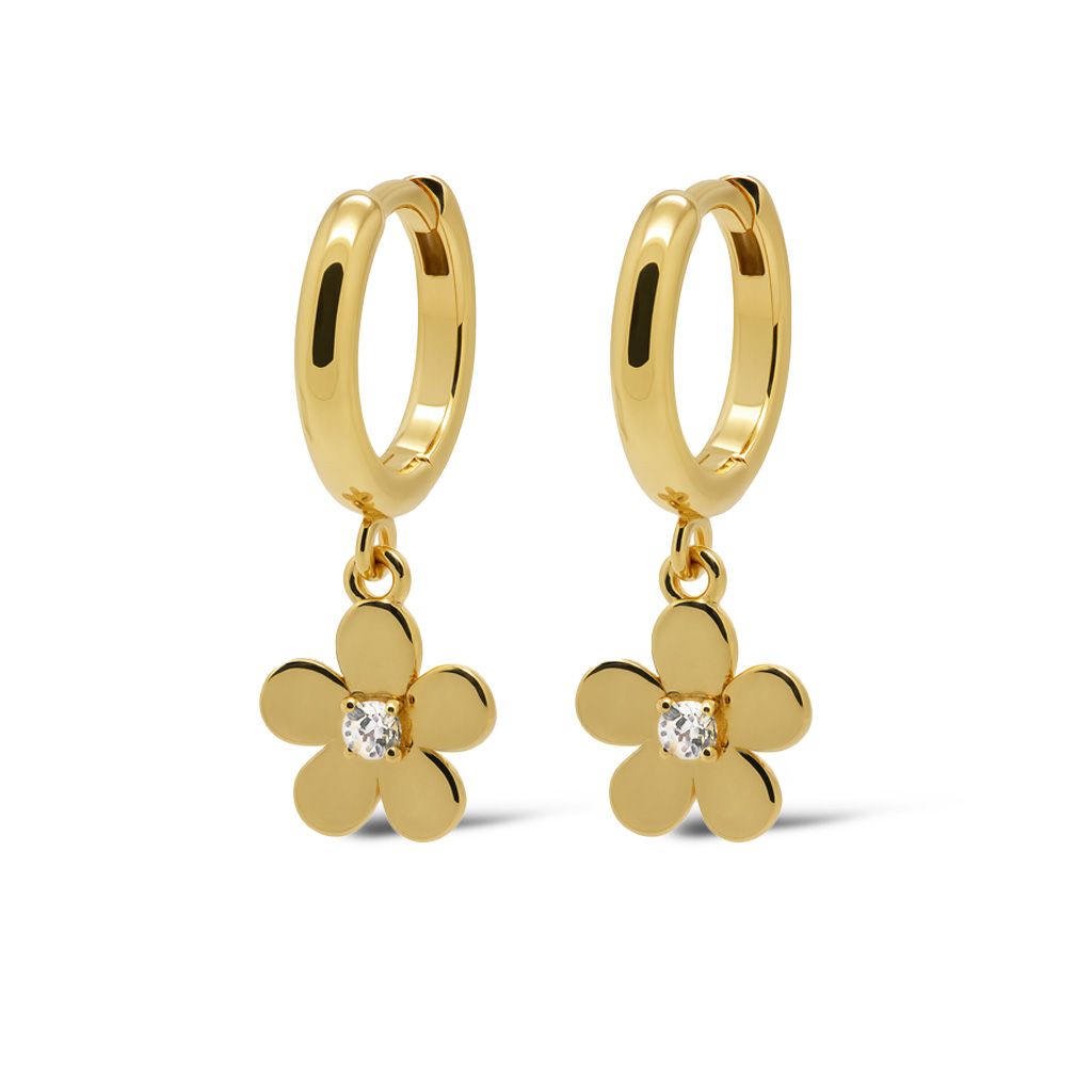 Karma Hinged Hoops Flower Sieraad Goud oorbellen