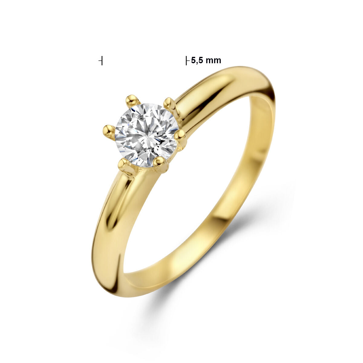 Ring zirkonia 14K geelgoud