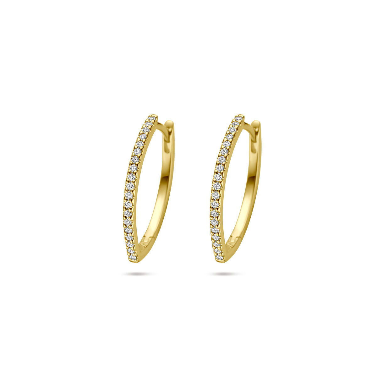 14K geelgouden klapoorringen diamant 0.17ct 2x 0.085ct h si 19 mm - 4034668