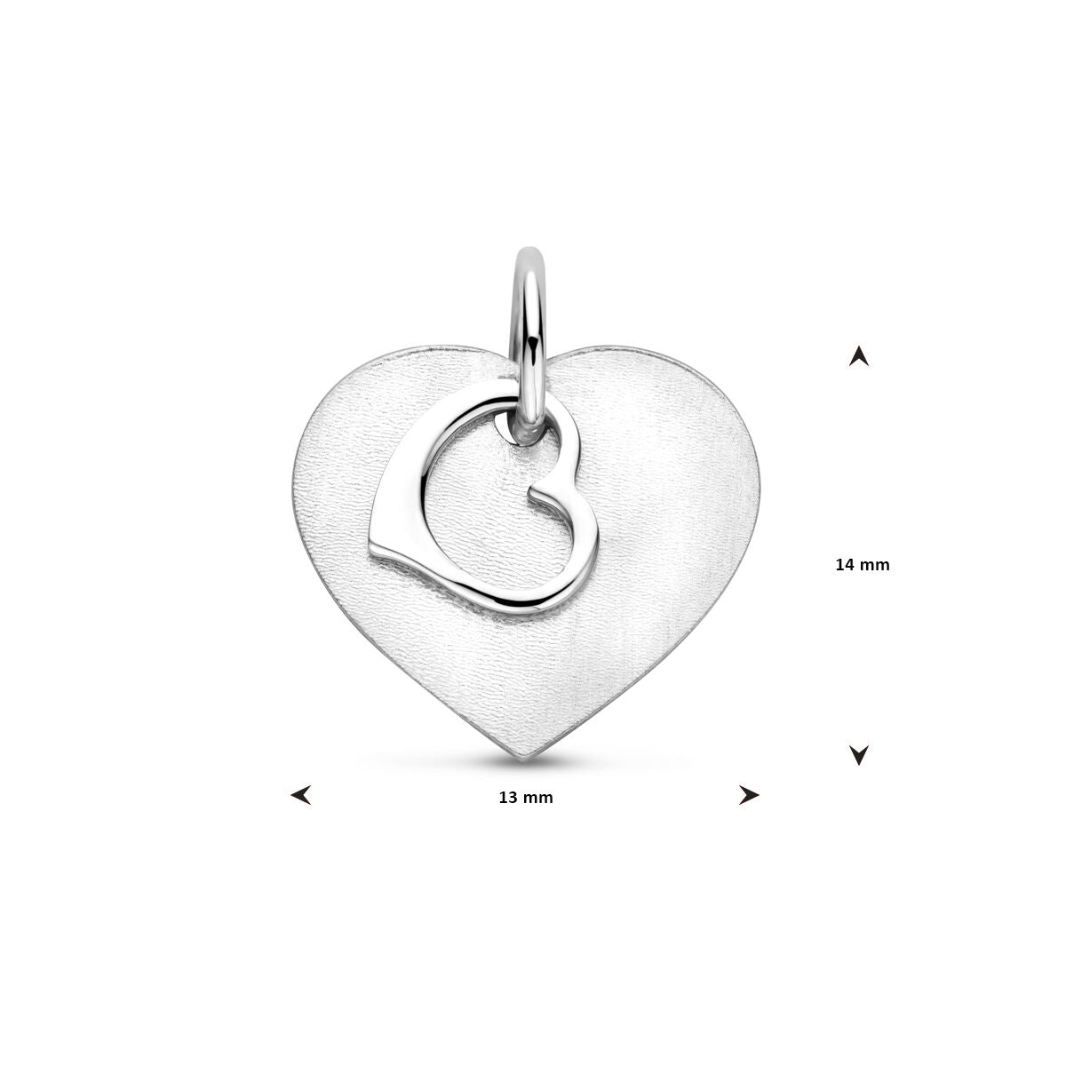 Fantasy Collection Graveerhanger hartje poli/mat 13 mm zilver