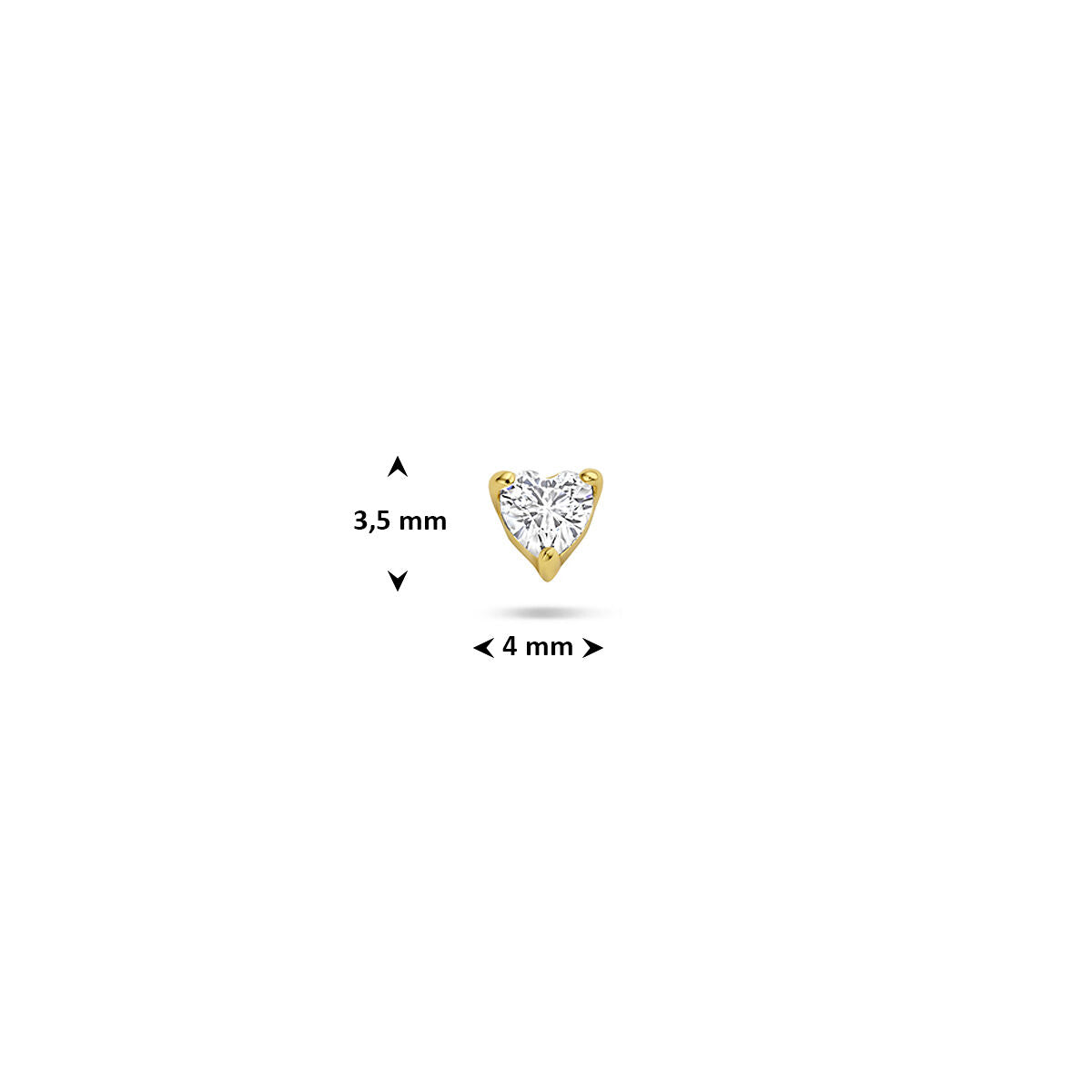 Fantasy Collection Flat back piercing zirkonia hartje 3,5 mm 1 micron zilver verguld