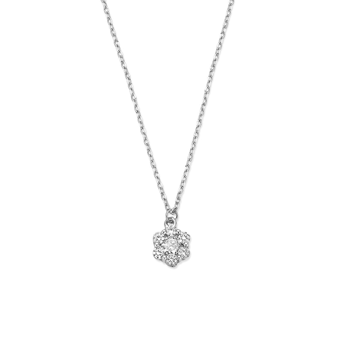 Collier zirkonia 41 - 43 - 45 cm zilver gerhodineerd