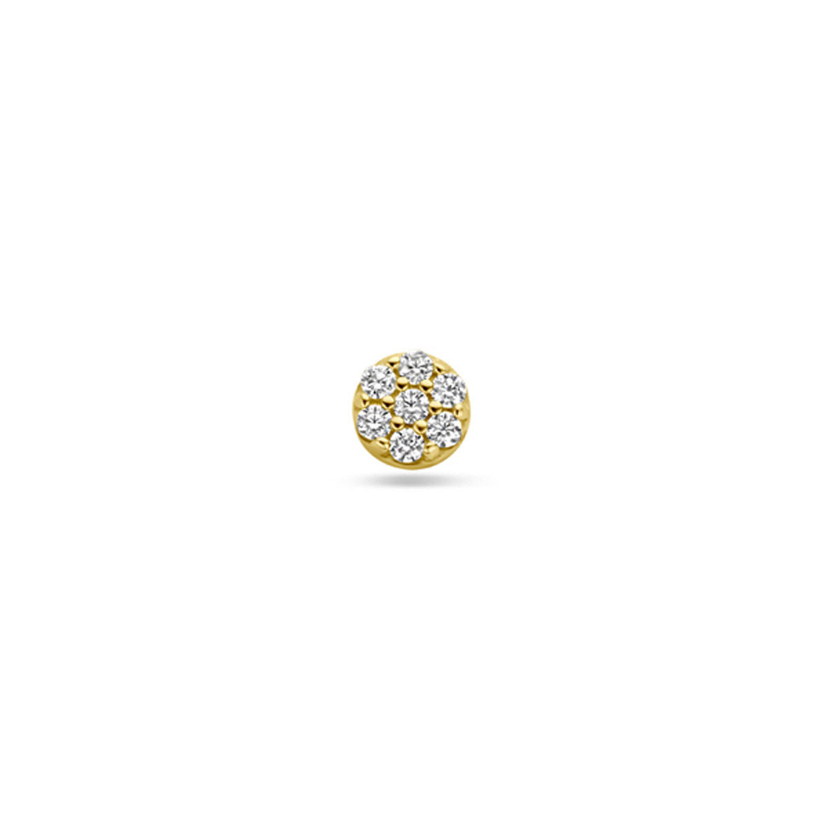 Flat back piercing zirkonia 9K geelgoud 3,5 mm wit