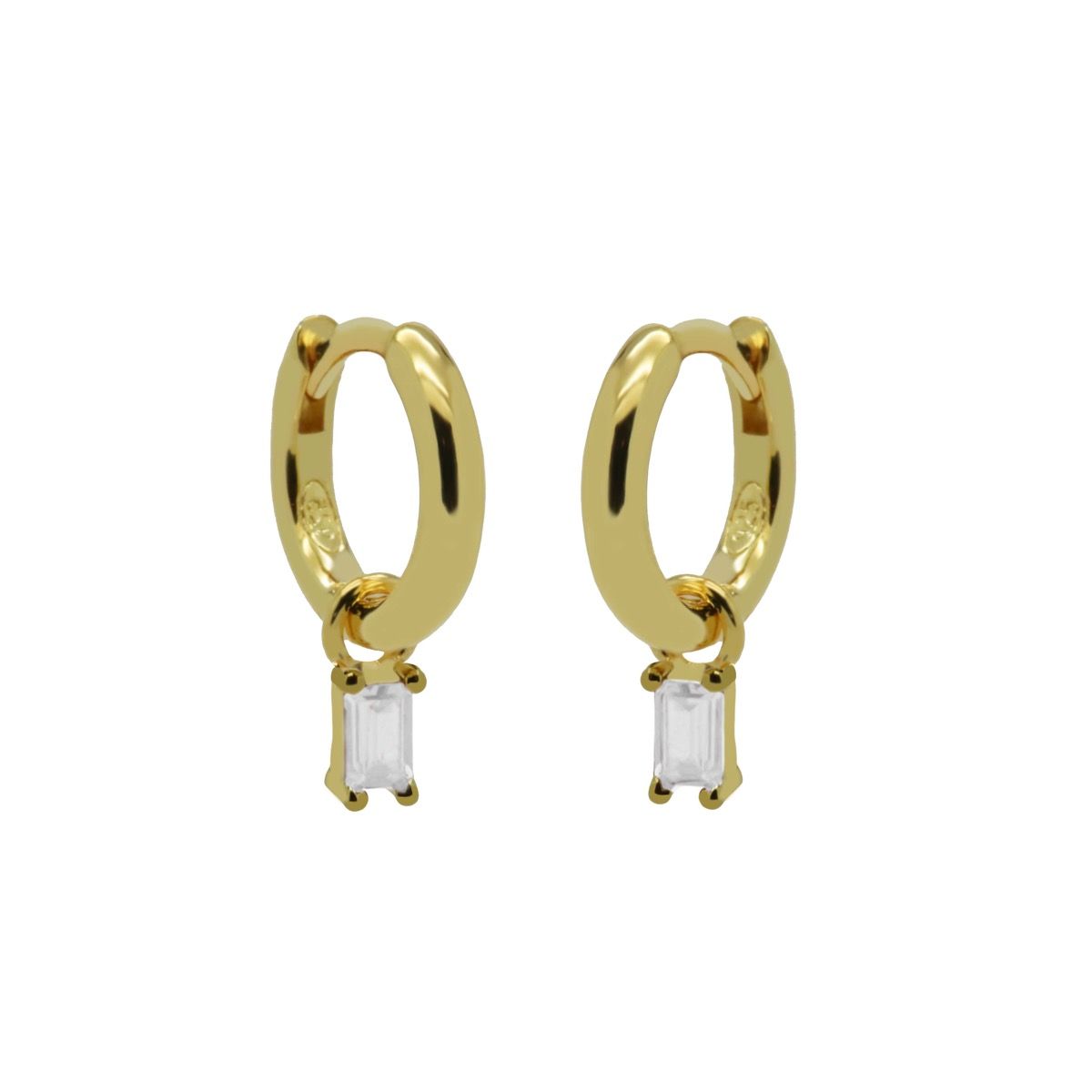 Karma Hinged Hoops Zirconia Clear Square Baguette A61GP oorbellen