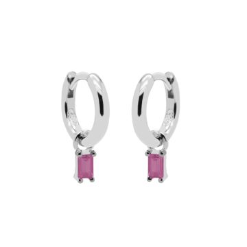 Karma Hinged Hoops Zirconia Pink Square Baguette A61S-P oorbellen