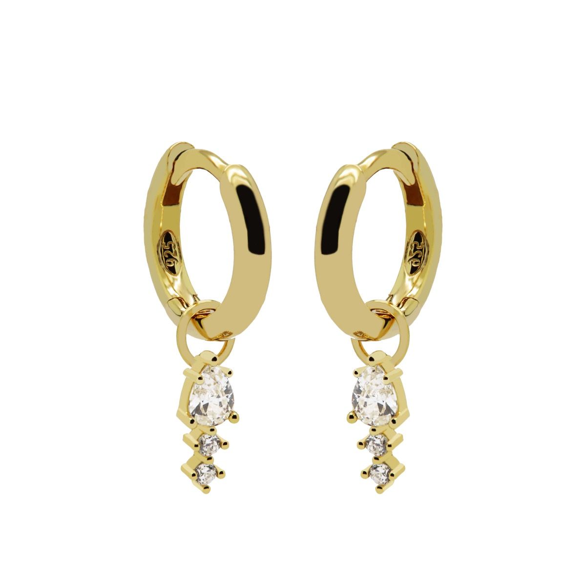 Karma Hinged Hoops Duo Drop Goldplated A67GP oorbellen