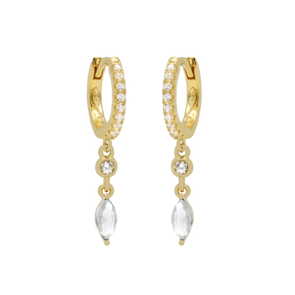 Karma Hinged Hoops Zirconia Hanging Drop A68GP oorbellen