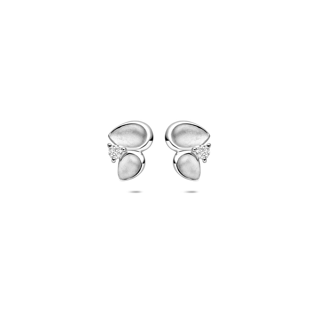 Fantasy Collection Oorbellen zirkonia poli/mat 10,5 mm zilver