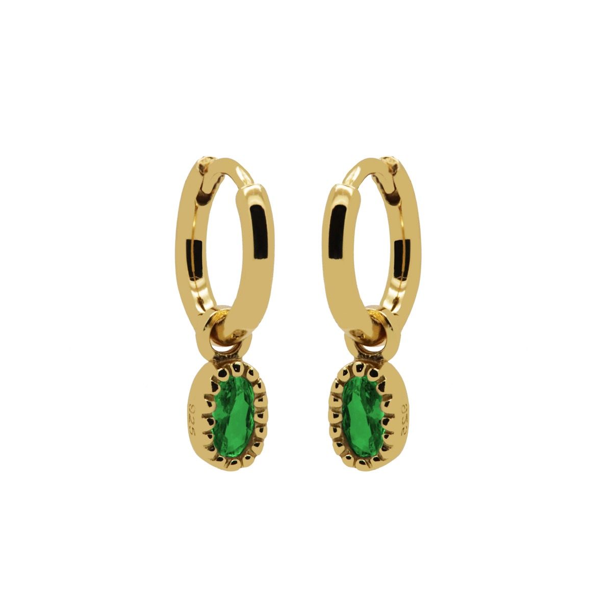 Karma Hinged Hoops Lauren EMERALD GREEN Goldplated oorbellen