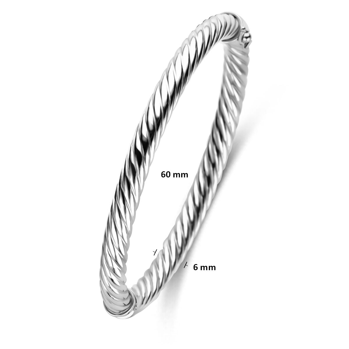 Fantasy Collection Bangle gedraaid 6 mm 60 mm zilver