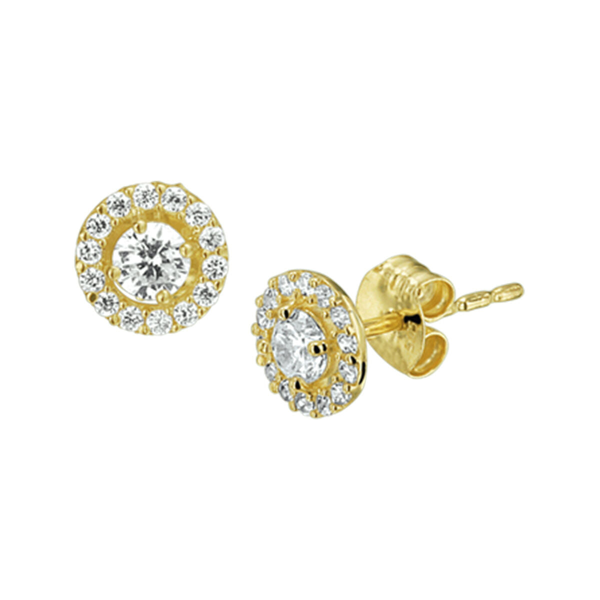 Fantasy Collection Oorbellen zirkonia halo 14K geelgoud