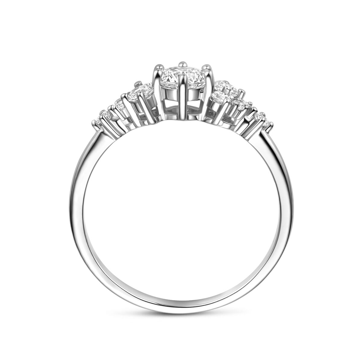 Ring zirkonia zilver gerhodineerd 6 mm