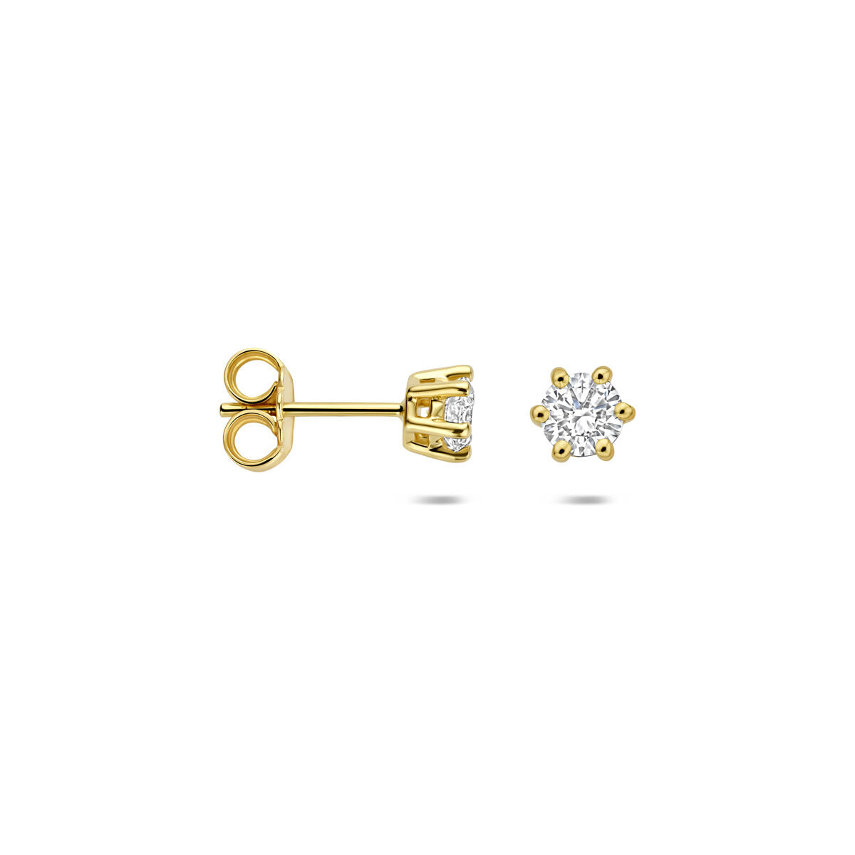 Fantasy Collection Oorbellen lab grown diamant 0.50ct (2x 0.25ct) g vs 5 mm 14K geelgoud