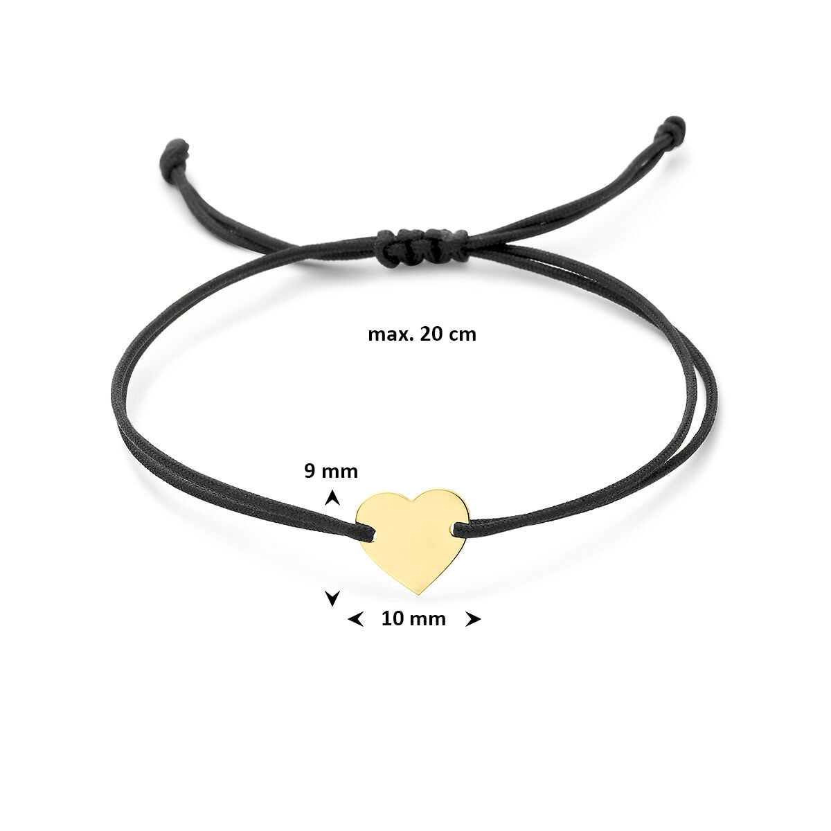 Graveerarmband hartje polyester zwart max. 9K rubber/nylon/leer 20 cm