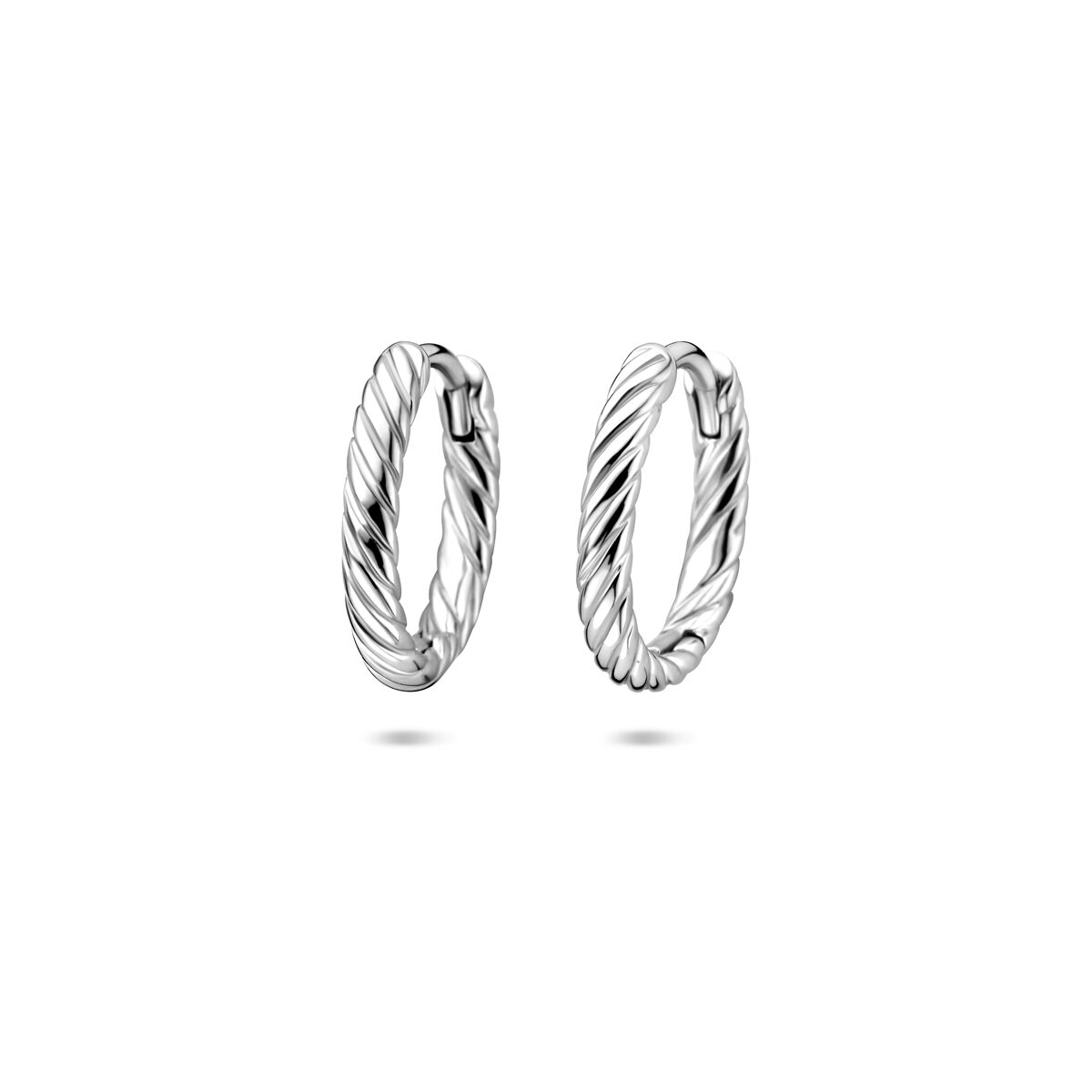 Fantasy Collection Oorbellen gedraaid 14 mm zilver