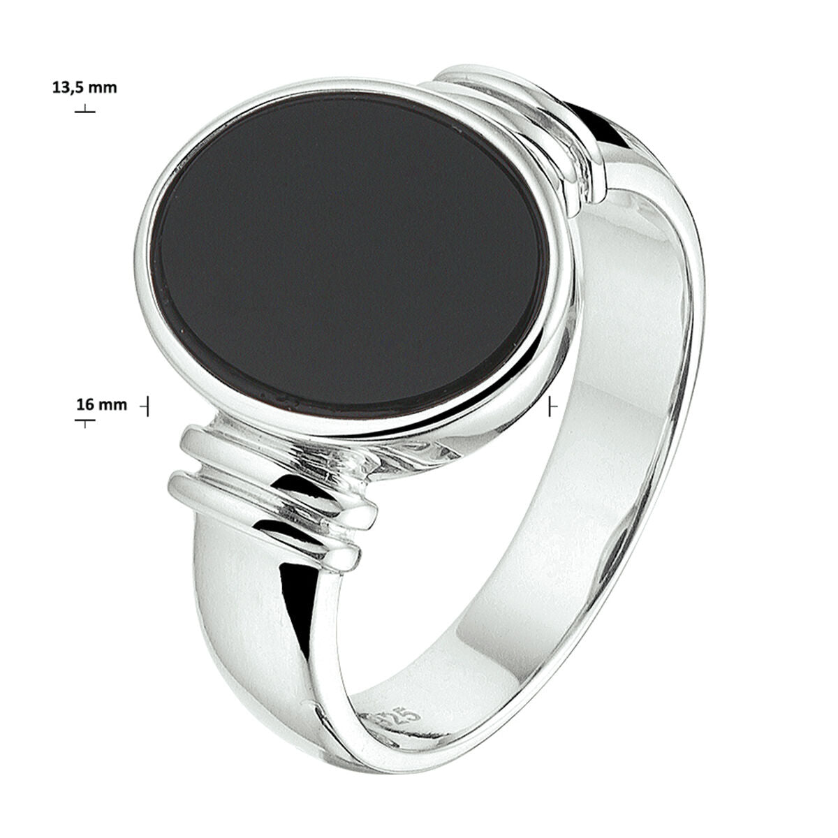 Ring onyx zilver gerhodineerd