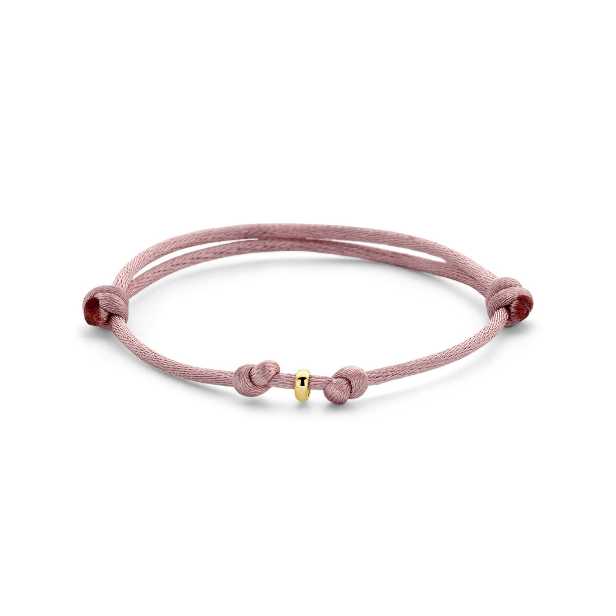 Fantasy Collection Armband satijn zacht roze 13 - 26 cm 14K goud met rubber/nylon/leer