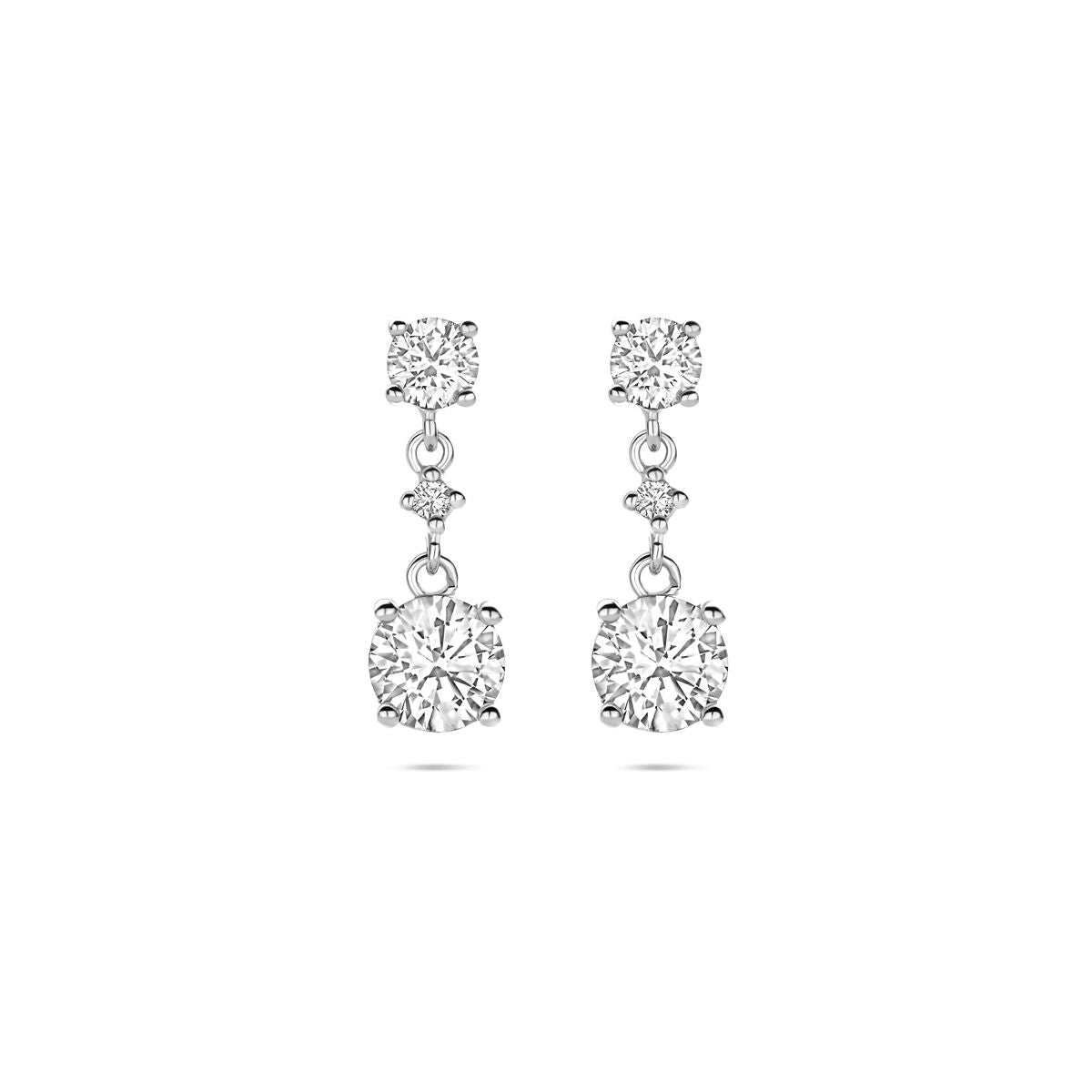 Zilveren gerhodineerde oorhangers zirkonia 18 mm - 1341713