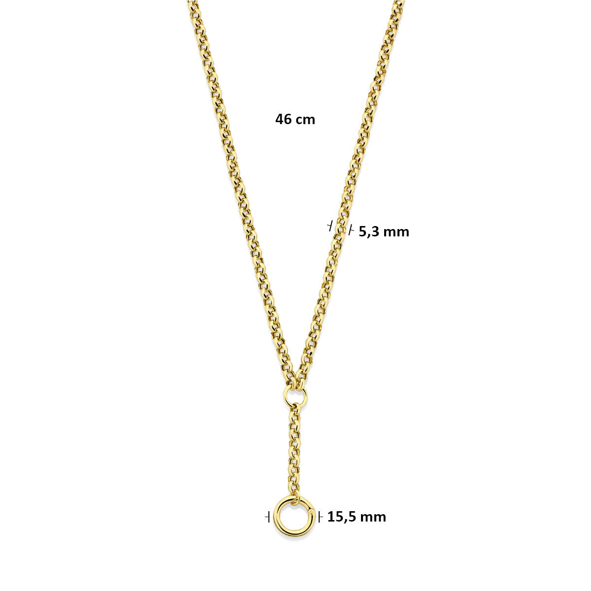 Fantasy Collection Y-collier connector 46 cm 3 micron zilver verguld (geel)