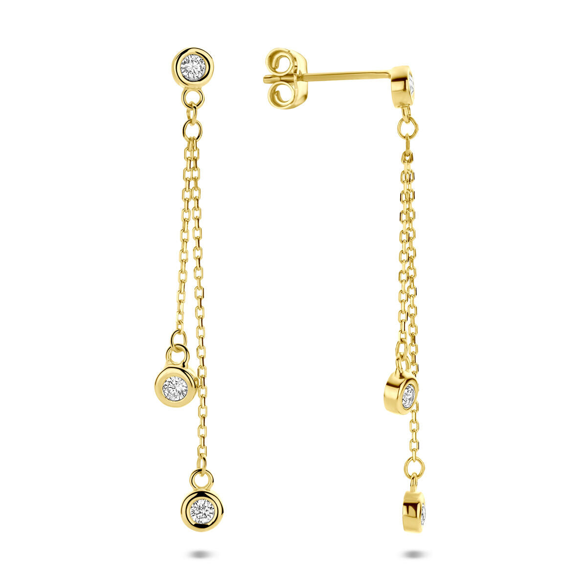 14K geelgouden oorhangers zirkonia 35 mm - 4034365