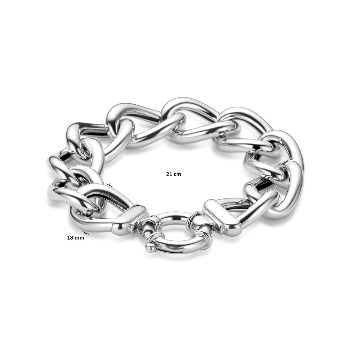 Armband groot slot gourmette 18 mm 21 cm zilver gerhodineerd