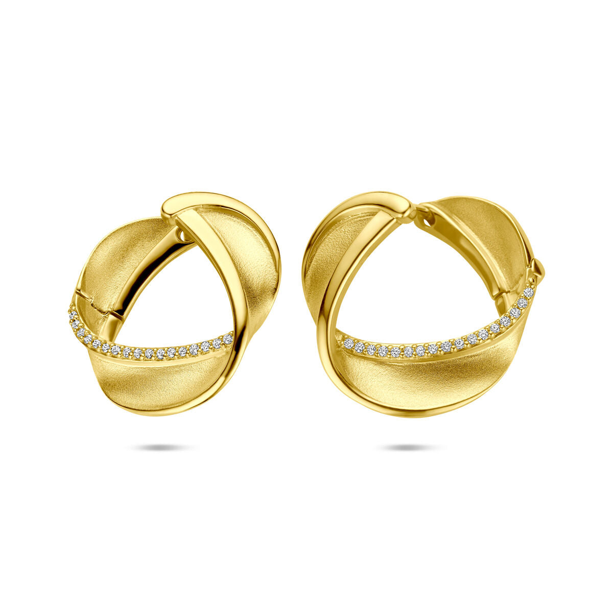 Zilveren vergulde geel klapoorringen zirkonia poli/mat 21,5 mm 1 micron - 2104068