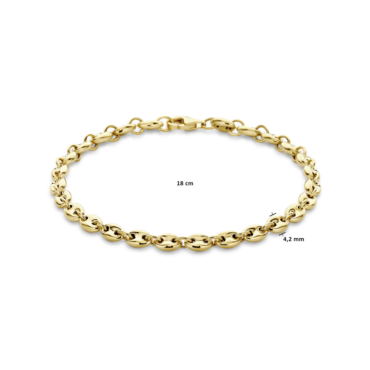 14K Geelgoud Armband Koffieboon 4,2 Mm 18 Cm 4033145