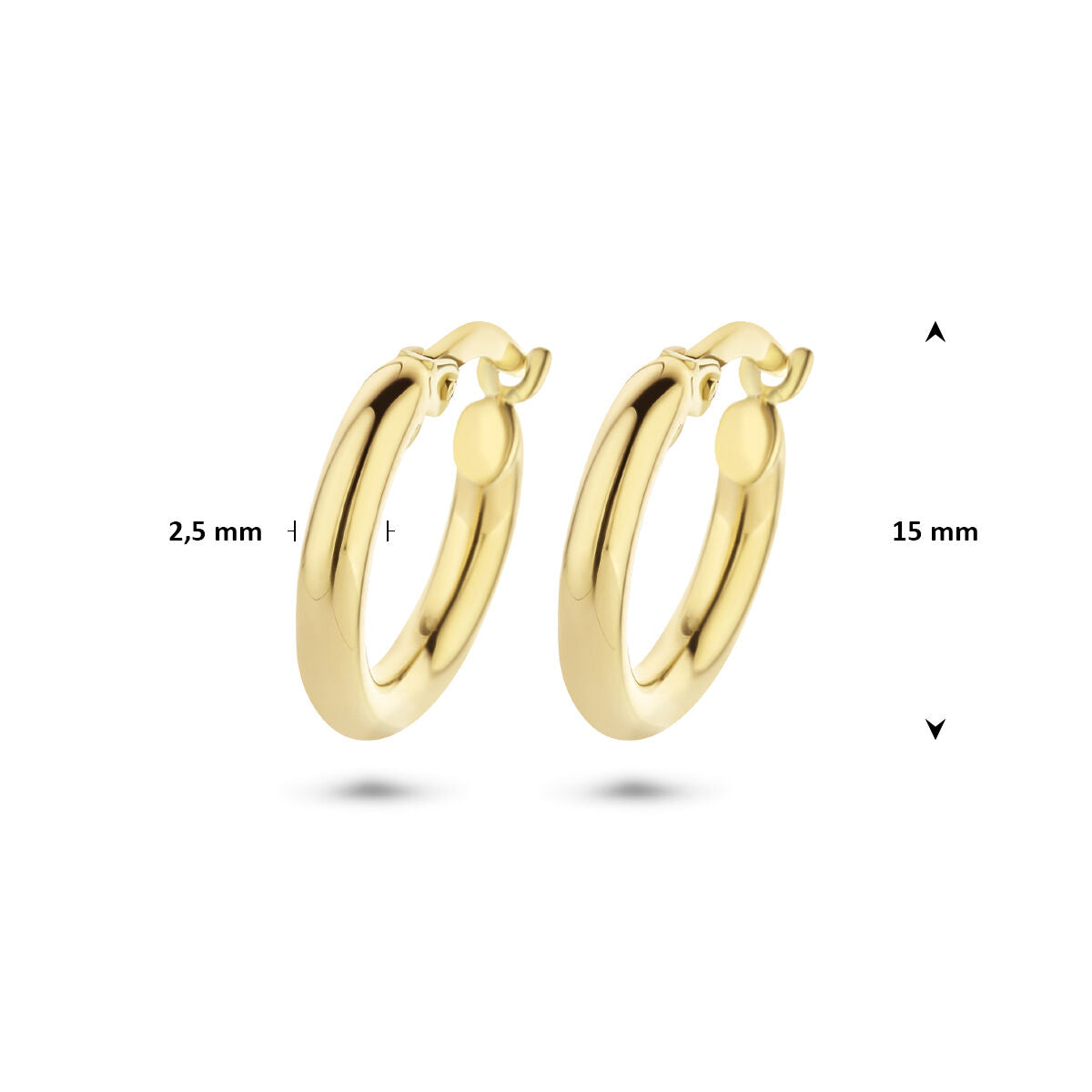 Oorbellen ronde buis 14K geelgoud