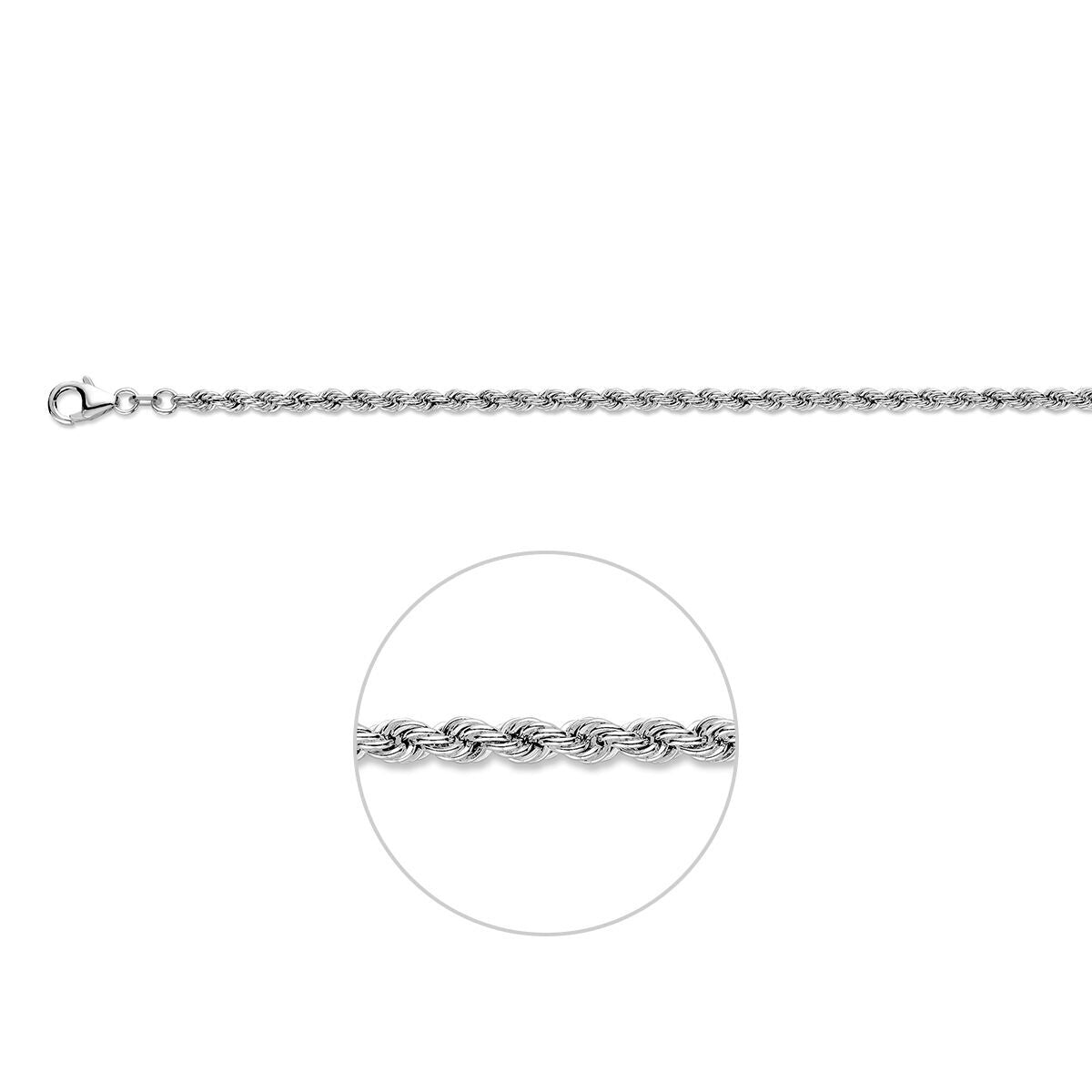 Fantasy Collection Koord massief 3,1 mm zilver gerhodineerd