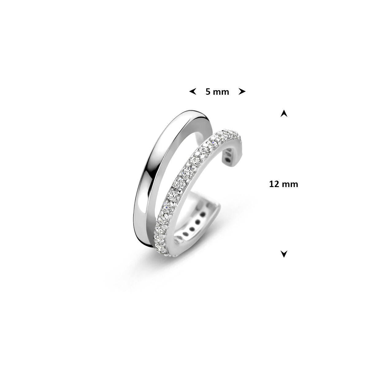 Fantasy Collection Ear cuff zirkonia 12 mm zilver oorbellen