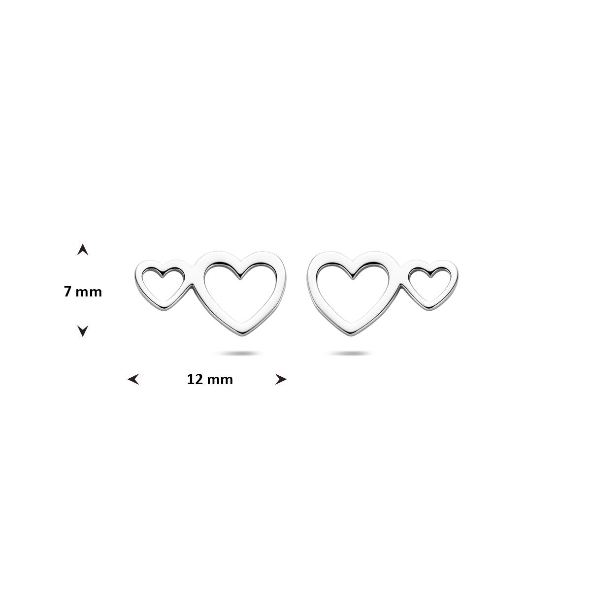 Fantasy Collection Oorbellen hartjes 7 mm zilver