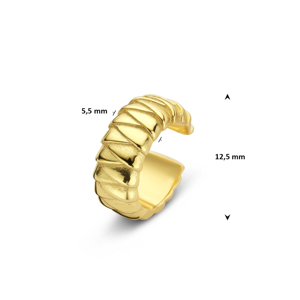 Fantasy Collection Ear cuff 12,5 mm 1 micron zilver verguld oorbellen