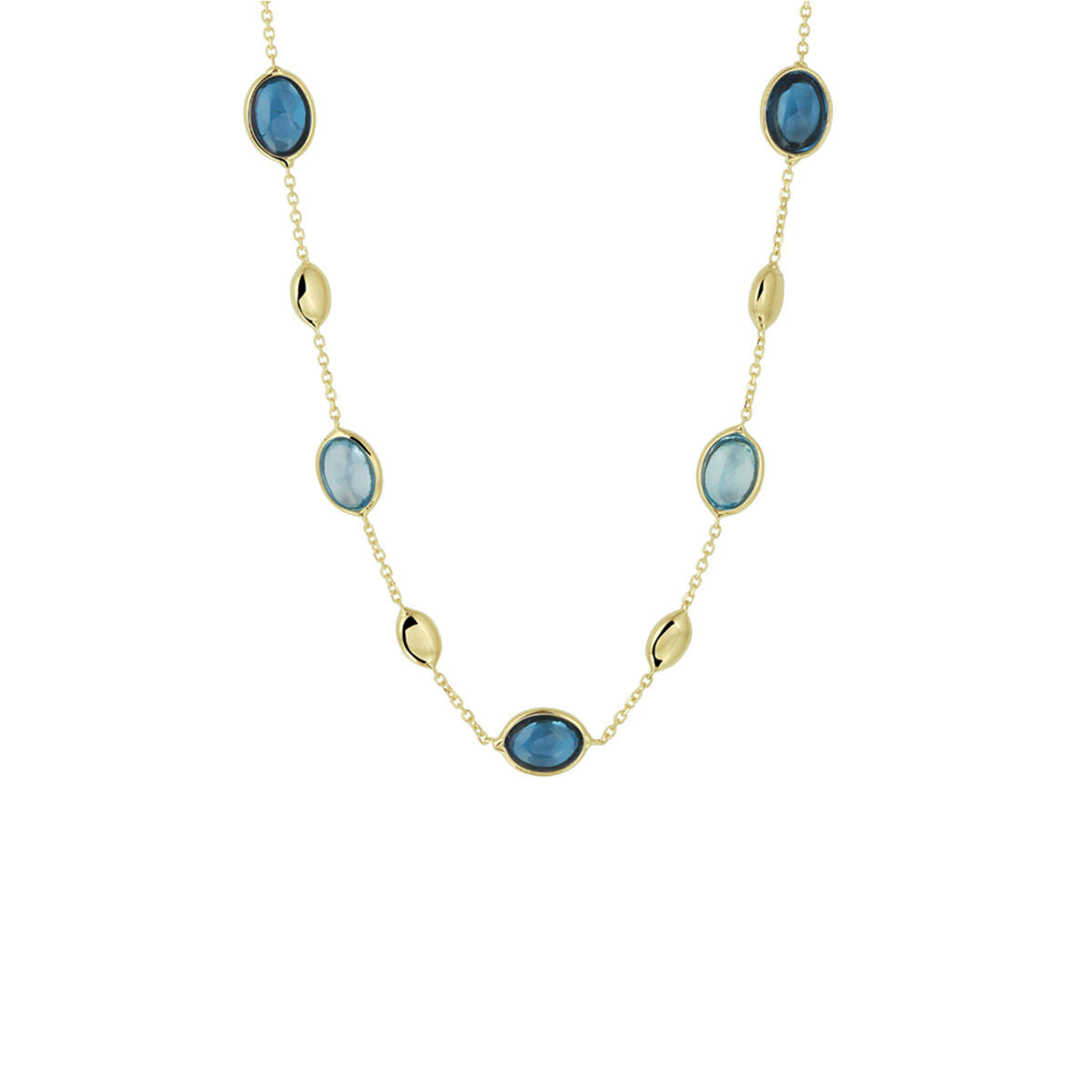 Fantasy Collection Collier london blue en blauw topaas 7 mm 41 - 43 - 45 cm 14K geelgoud