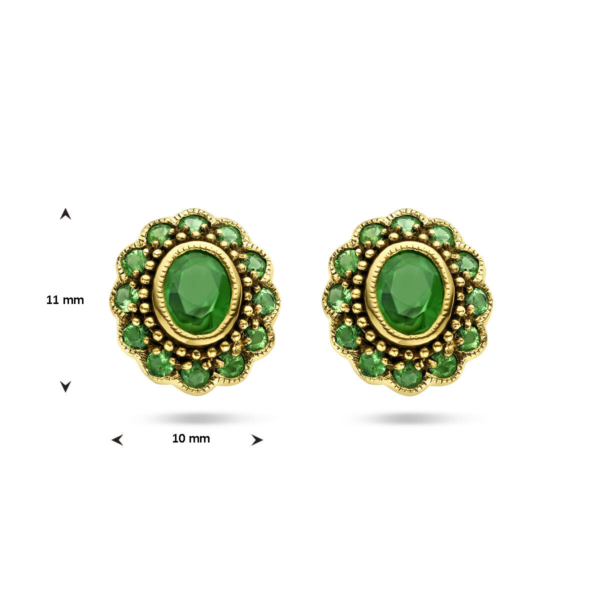 Fantasy Collection Oorbellen smaragd 14K geelgoud