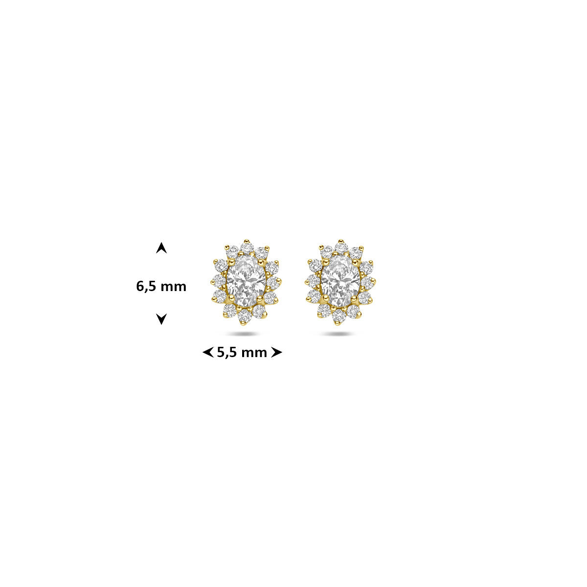 Oorknoppen lab grown diamant 0.43ct (2x 0.217ct) f vs 14K geelgoud 6,5 mm
