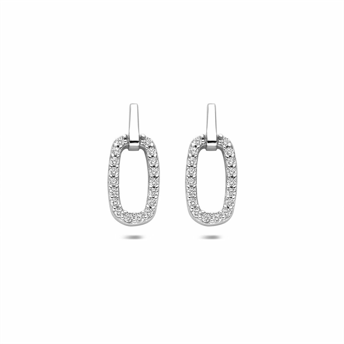 Zilveren gerhodineerde oorknoppen zirkonia 16,5 mm - 1341689