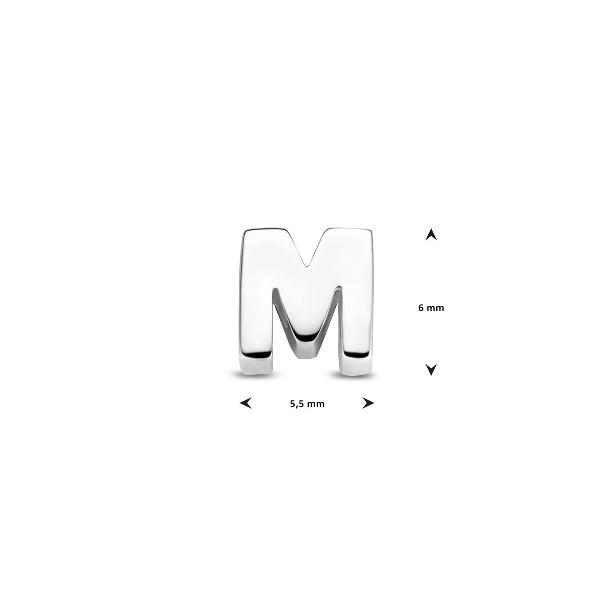 Hanger letter M 6 mm zilver #Letter_M