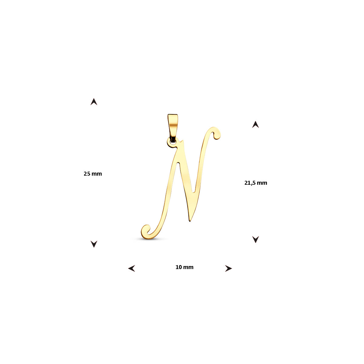 Hanger sierletter N 21,5 mm 14K geelgoud #Letter_N