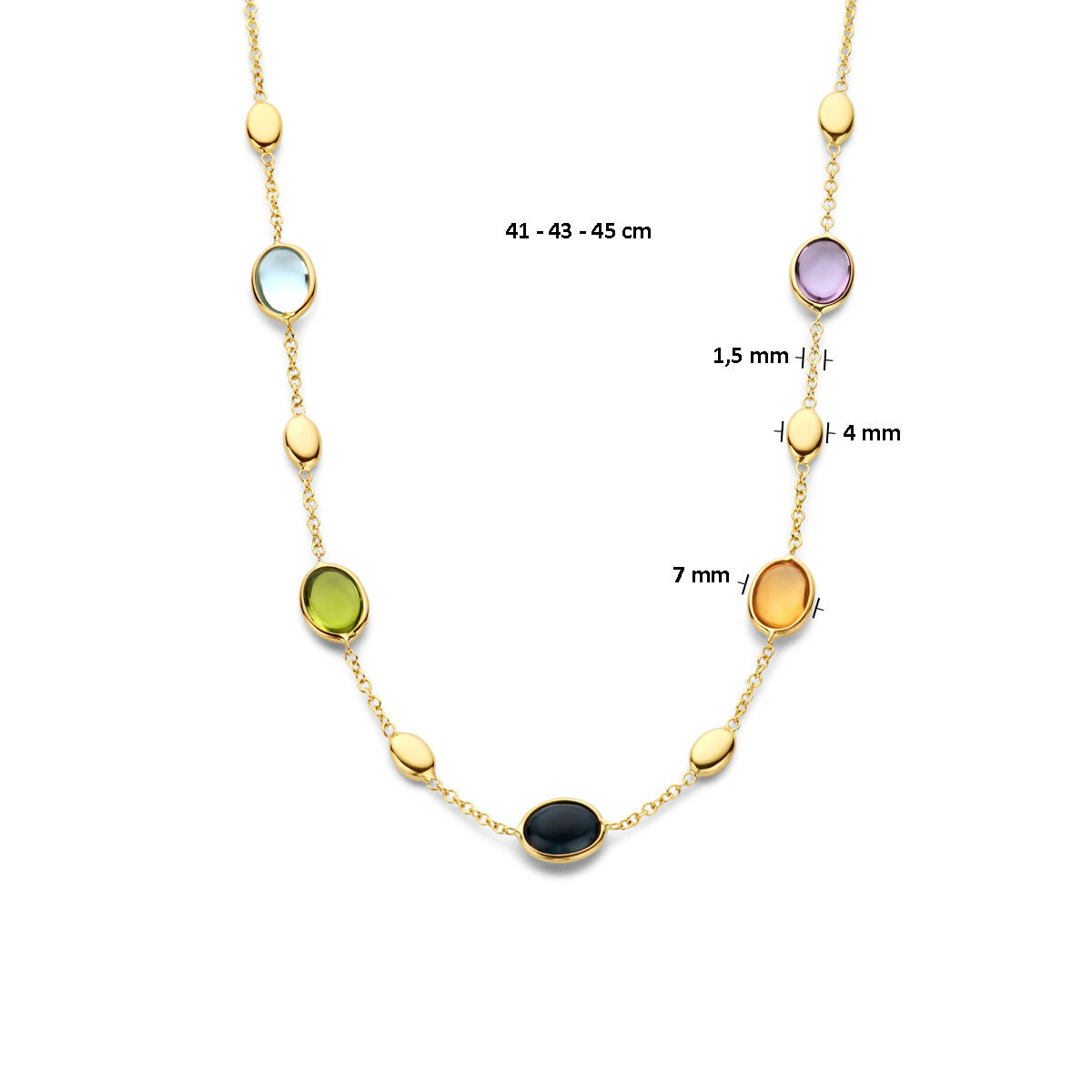 Fantasy Collection Collier natuurlijke kleurstenen 41 - 43 - 45 cm 14K geelgoud