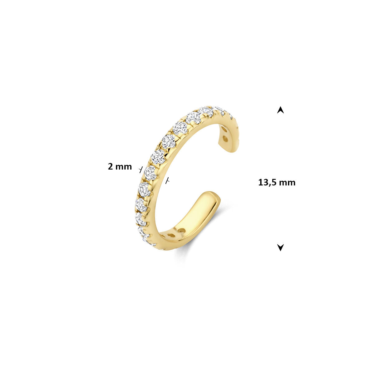 Fantasy Collection Ear cuff zirkonia 10,5 mm 14K geelgoud oorbellen