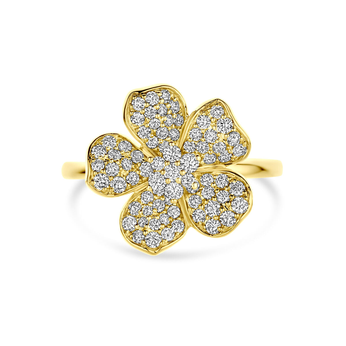 Fantasy Collection Ring bloem diamant 0.75ct h si 14K geelgoud