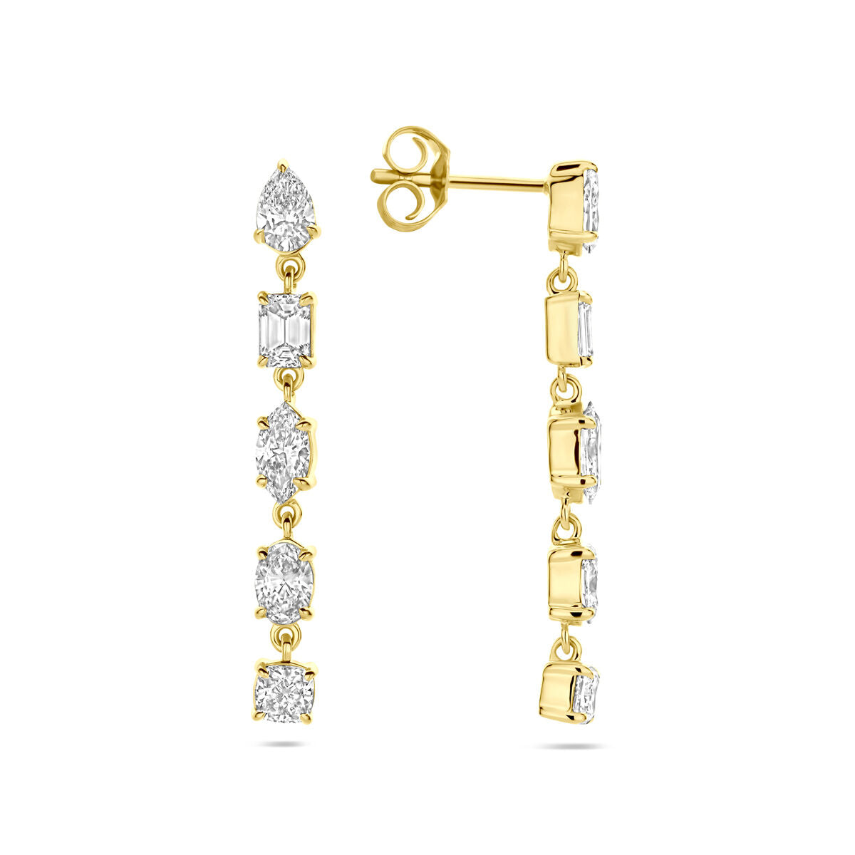 14K geelgouden oorhangers lab grown diamant 2.00ct 2x 1.00ct h si 30 mm - 4033555